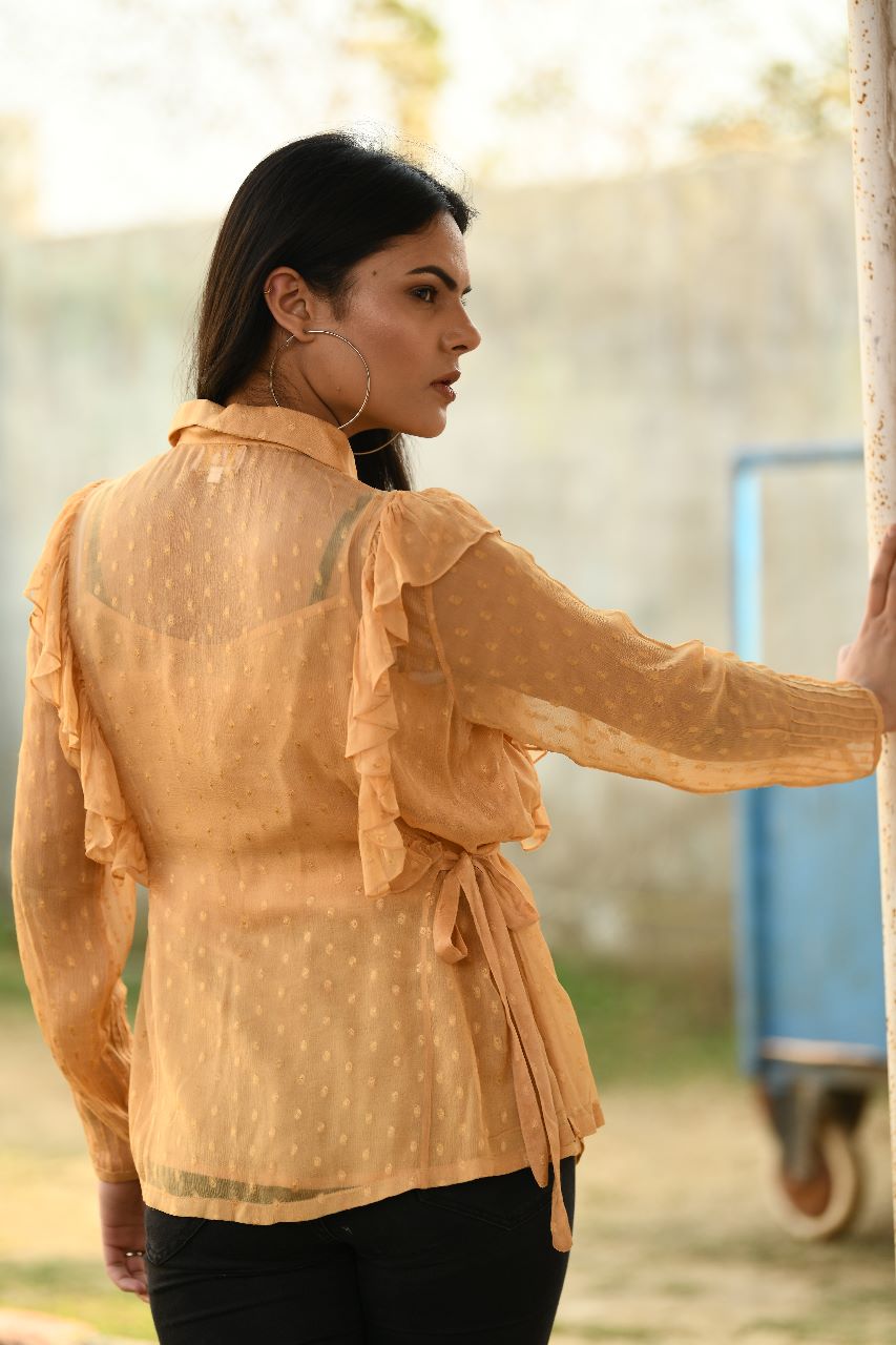 HAND EMBROIDERY FRILL TOP